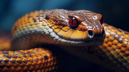 Obraz premium Macro of a colorful snake. ai generated 