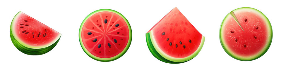Watermelon clipart collection, vector, icons isolated on transparent background