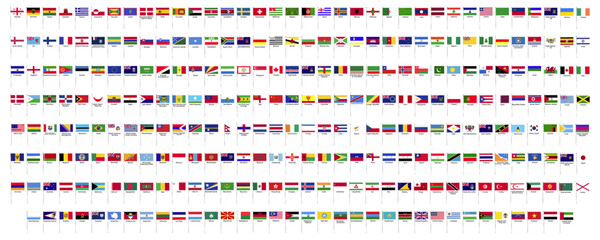Set of 140 flags of the countries of the world, flags of various major countries of the world on a white background eps10 © Rick Cranches