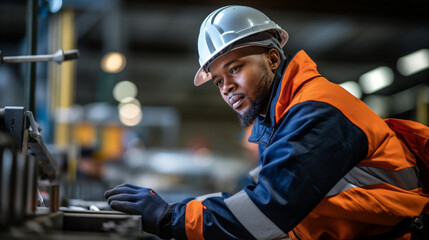 Engineer working on a machine in a factory