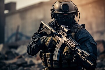special forces soldier holding a gun