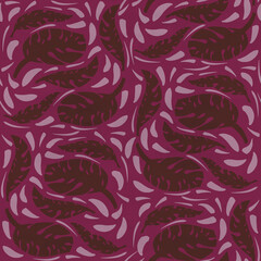 seamless digital pattern with brown leaves and pink background