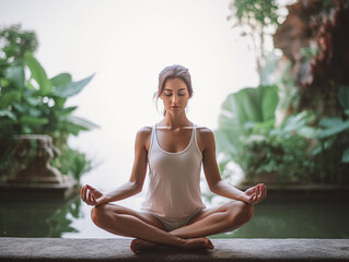 Fototapeta na wymiar A woman meditating