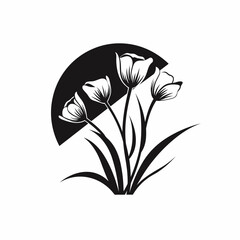 flowers bouquet moon poppies cotton    ввvector illustration logo best tor your design t-shirt tattoo