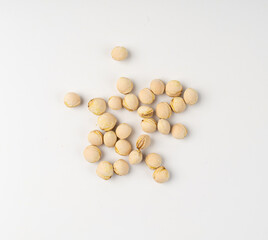 Cherry Stones Isolated, Cherry Core Pile Closeup, Sweet Fruit Kernels, Cherries Pits, Dry Prunus Avium Seeds