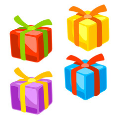 Gift boxes set. Happy Birthday and party illustration.
