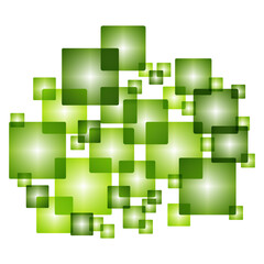 White background with green intersecting squares.