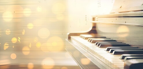 Piano keyboard background was set up in the music room by the windows in the morning to allow the...