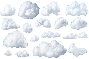 Free shapes cumulus fluffy cloudscape isolate on transparent backgrounds, png file,Generative AI - obrazy, fototapety, plakaty