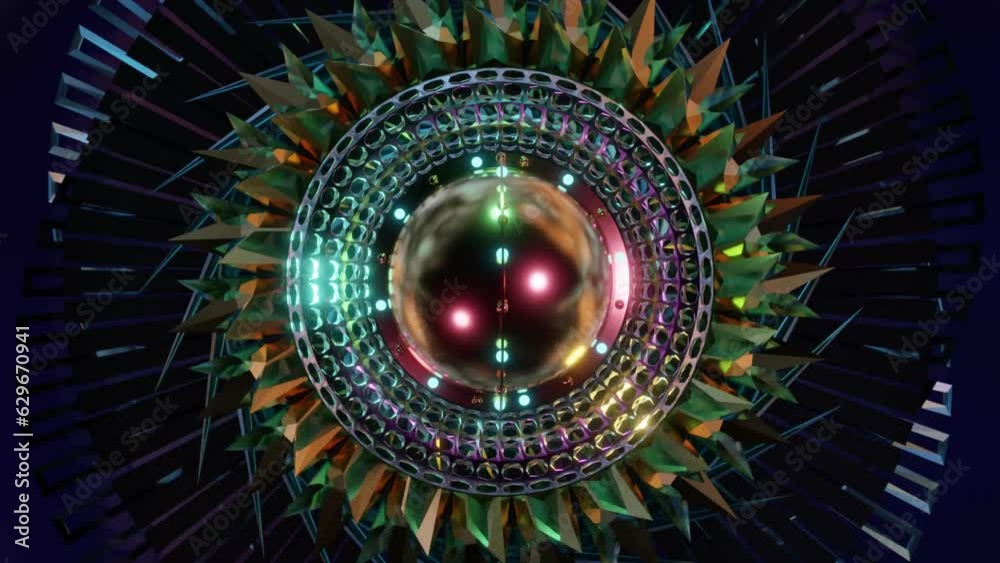 Wall mural abstract background 3d animation shiny futuristic composition made of geometric elements transforms 