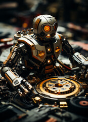 Fototapeta premium Robotic mechanism concept. Innovation automated computer. Generative AI.