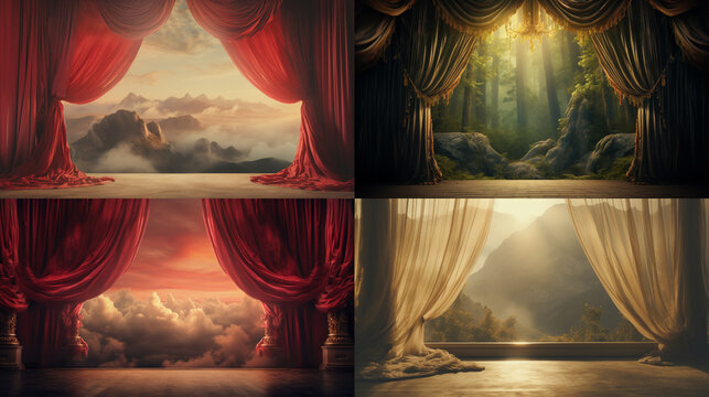 red curtain with curtains