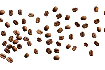 Obraz premium Coffee beans isolated on transparent background cutout , generative ai