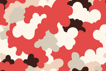 Seamless red and white camouflage pattern. Generative AI