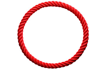 Red rope in a circle isolated on transparent background , generative ai