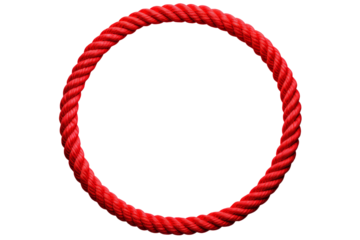 Red rope in a circle isolated on transparent background , generative ai