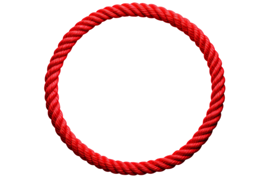 Red rope in a circle isolated on transparent background , generative ai