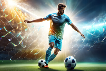 Obraz na płótnie Canvas a soccer player who trains on a soccer field Generative AI