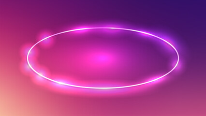 Neon oval frame with shining effects