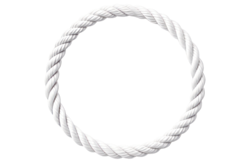White rope in a circle isolated on transparent background , generative ai

