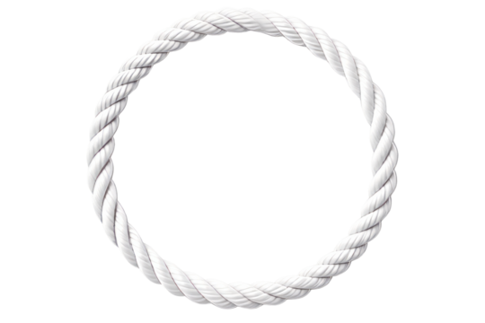 White rope in a circle isolated on transparent background , generative ai

