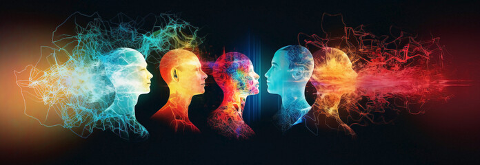 The neuro-palette of understanding: blending empathy and acceptance. Banner with the heads of five people.