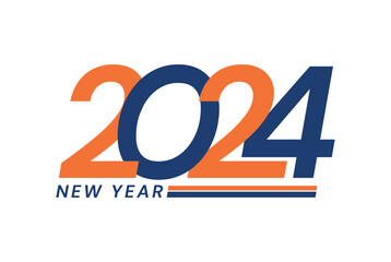 Happy New Year 2024 logo design, New Year 2024 text design png