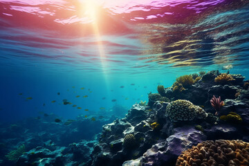 Fototapeta na wymiar Generative AI underwater landscape with a coral reef
