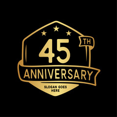 45 years anniversary celebration hexagon design template. 45th anniversary logo. Vector and illustration.