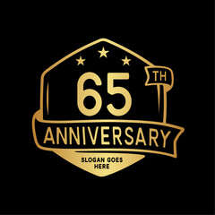 65 years anniversary celebration hexagon design template. 65th anniversary logo. Vector and illustration.