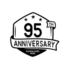 95 years anniversary celebration hexagon design template. 95th anniversary logo. Vector and illustration.