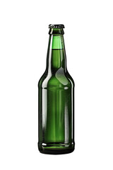 Green bottle of beer isolated on transparent background. Generative Ai