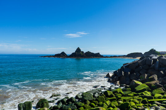 Rocky island in the Atlantic Ocean, Basque Country, Spain