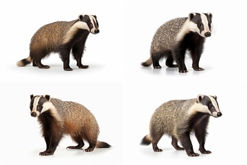 Fototapeta premium badger set isolated on white background.