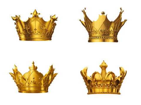 Gold crown isolated on white background - 3d rendering