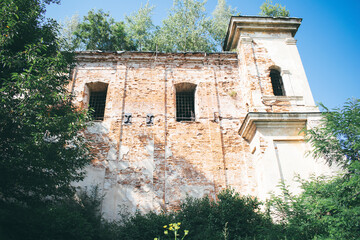 an old abandoned Christian cathedral in a village in Ukraine