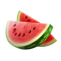 Watermelon slices isolated on transparent background, created with generative AI
