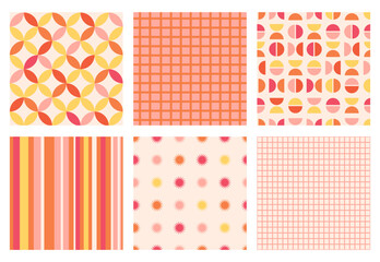 1970 flowers, trippy grid, strip seamless patterns