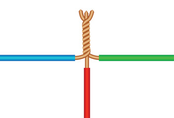 Electrical wire joint isolated on white, 3d vector illustration