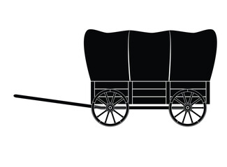 Fototapeta na wymiar Wooden covered wagon, wild west style, vector illustration