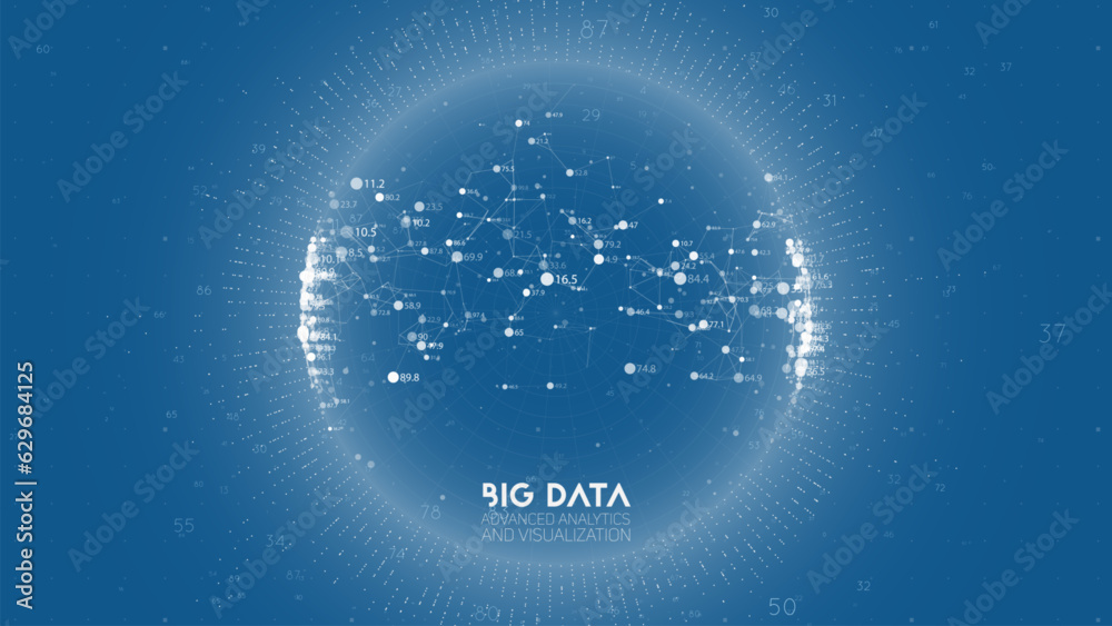 Poster Big data visualization. Futuristic infographic. Information aesthetic design. Visual data complexity. Complex data threads graphic visualization. Abstract data graph.