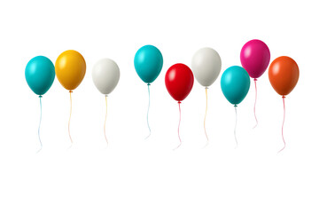 Multicolor balloons isolated on transparent background , generative ai