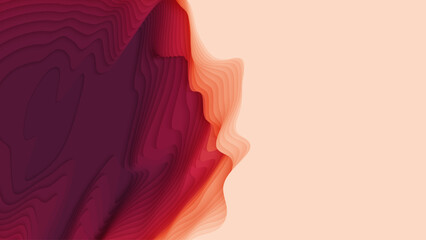 Red to pink paper layers. 3D abstract gradient papercut. Colorful origami shape concept
