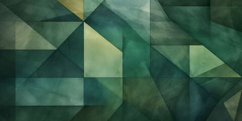 Geometrical shape green watercolor abstract background, ai generated
