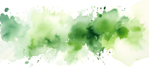 Green watercolor abstract spot on white background, ai generated
