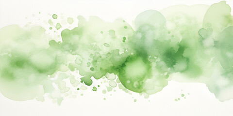 Fototapeta na wymiar Green watercolor abstract spot on white background, ai generated