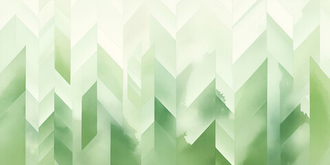 Geometrical shape green watercolor abstract background, ai generated