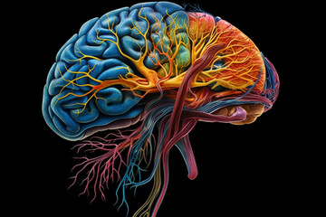 Brain head human mental idea mind 3D illustration background