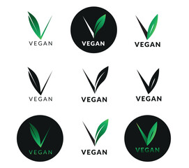 Stylowe logo vegan - obrazy, fototapety, plakaty