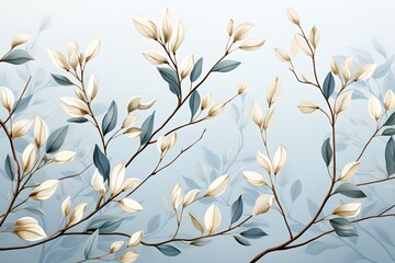 Fototapeta premium Branches with leaves, generative ai